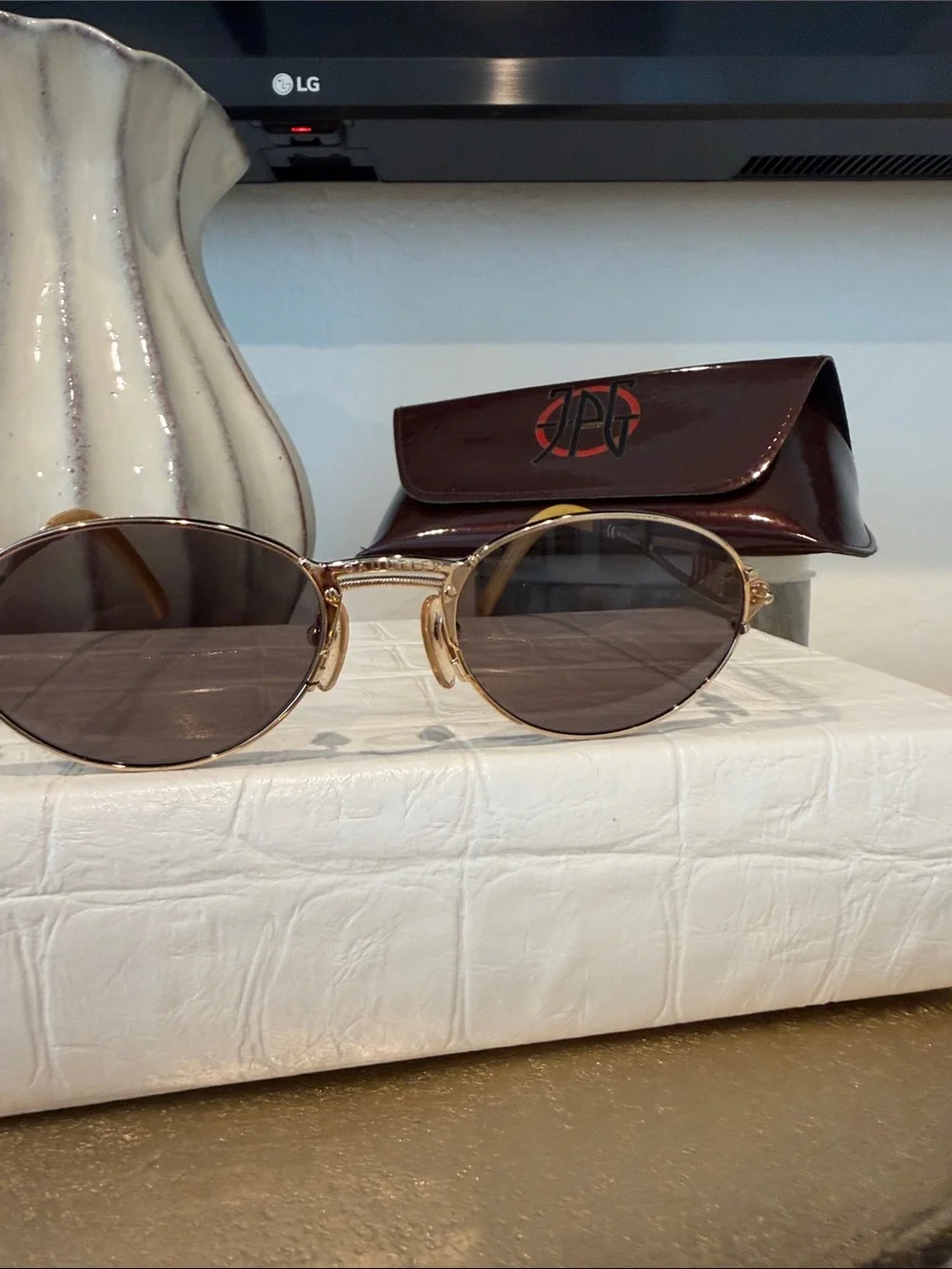 Rare Vintage Jean Paul Gaultier 56-6101 Steampunk Gold Frames Sunglasses